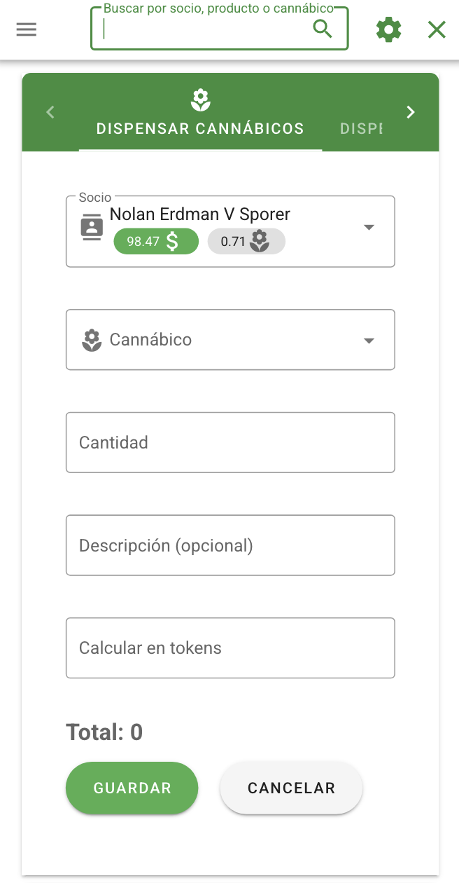 Panel de transacciones y movimientos de Admin420