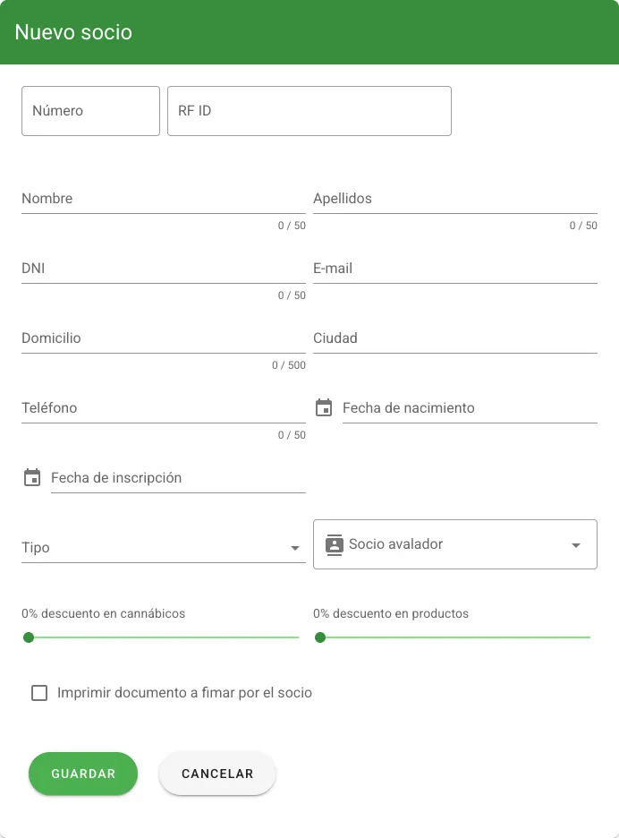 Formulario de nuevo socio